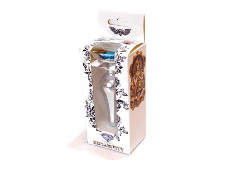 Korek analny biżuteryjny HeavyFun srebrny jasnoniebieski 9,5 cm - 12