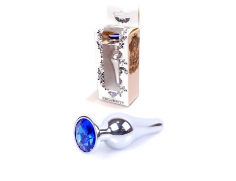 Biżuteria analna srebrna z diamentem ciemnieniebieska HeavyFun 9.5 cm