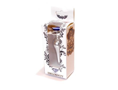 Biżuteria analna srebrna z diamentem ciemnieniebieska HeavyFun 9.5 cm - 9