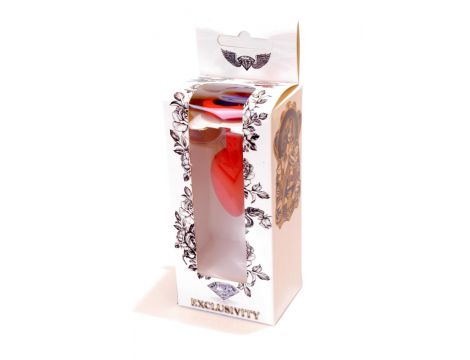 Biżuteria analna silikonowa czerwona z niebieskim diamentem HeavyFun 7 cm - 8