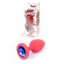 Biżuteria analna silikonowa czerwona z niebieskim diamentem HeavyFun 7 cm - 2