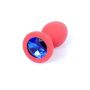 Biżuteria analna silikonowa czerwona z niebieskim diamentem HeavyFun 7 cm - 3