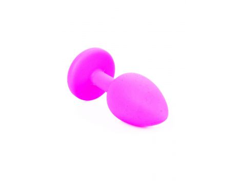 Biżuteria analna silikonowa różowa z jasnoniebieskim diamentem 7 cm - 4