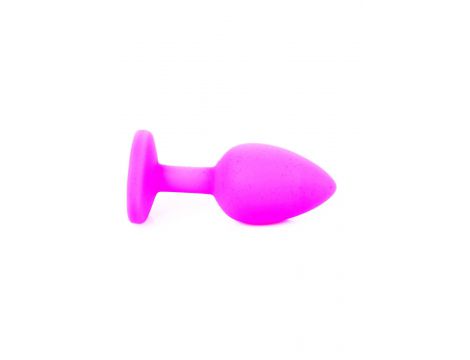 Biżuteria analna silikonowa różowa z jasnoniebieskim diamentem 7 cm - 6