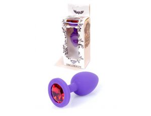 Biżuteria analna silikonowa fioletowa HeavyFun mała czerwony diament 7 cm