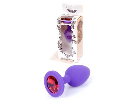 Biżuteria analna silikonowa fioletowa HeavyFun mała czerwony diament 7 cm