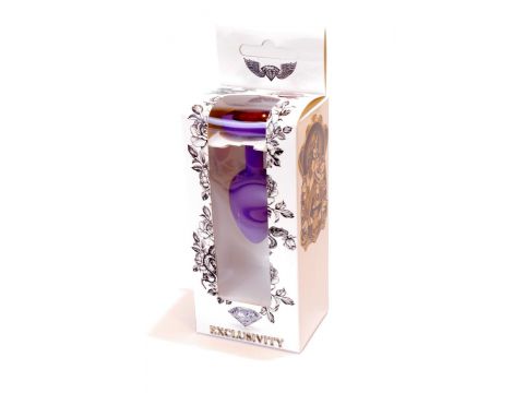 Biżuteria analna silikonowa fioletowa HeavyFun mała czerwony diament 7 cm - 8