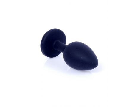 Biżuteria analna silikonowa czarna z różowym diamentem 7 cm - 4
