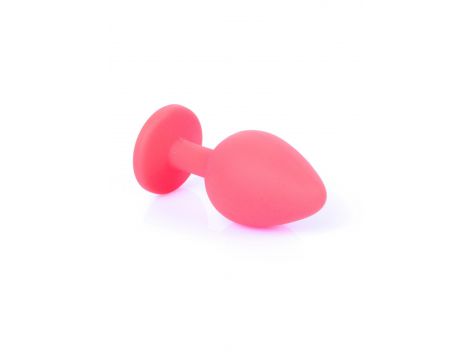Korek analny silikonowy czerwony z niebieskim diamentem 8 cm - 5