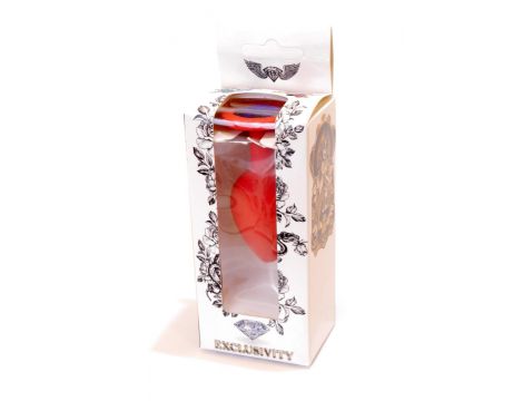 Korek analny silikonowy czerwony z niebieskim diamentem 8 cm - 4