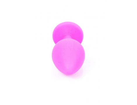 Silikonowy korek analny różowy HeavyFun z błękitnym diamentem 8 cm - 5