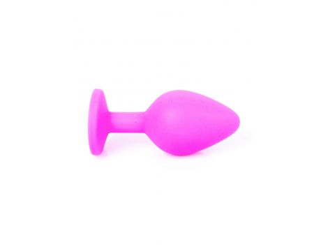 Silikonowy korek analny różowy HeavyFun z błękitnym diamentem 8 cm - 6