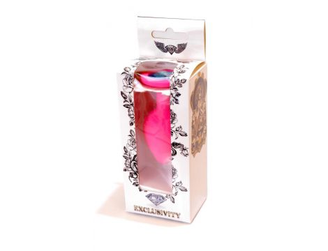 Silikonowy korek analny różowy HeavyFun z błękitnym diamentem 8 cm - 10