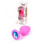 Silikonowy korek analny różowy HeavyFun z błękitnym diamentem 8 cm - 2