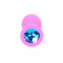 Silikonowy korek analny różowy HeavyFun z błękitnym diamentem 8 cm - 4