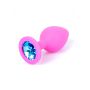 Silikonowy korek analny różowy HeavyFun z błękitnym diamentem 8 cm - 10