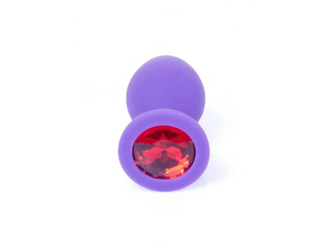 Korek analny silikonowy fioletowy z czerwonym diamentem HeavyFun 8 cm - 3