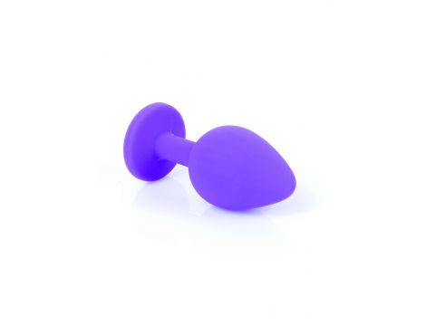 Korek analny silikonowy fioletowy z czerwonym diamentem HeavyFun 8 cm - 4
