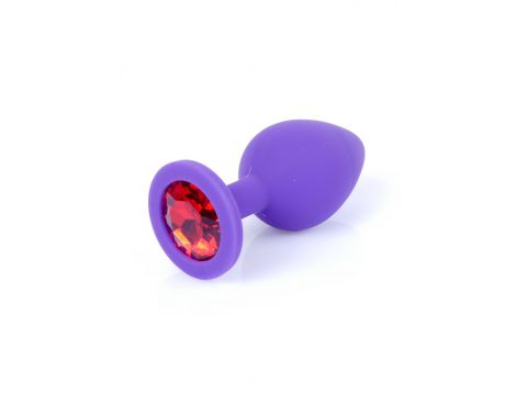 Korek analny silikonowy fioletowy z czerwonym diamentem HeavyFun 8 cm - 8