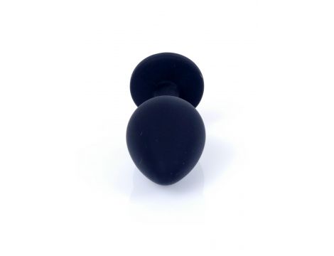 Korek analny silikonowy HeavyFun czarny z różowym diamentem 8 cm - 4