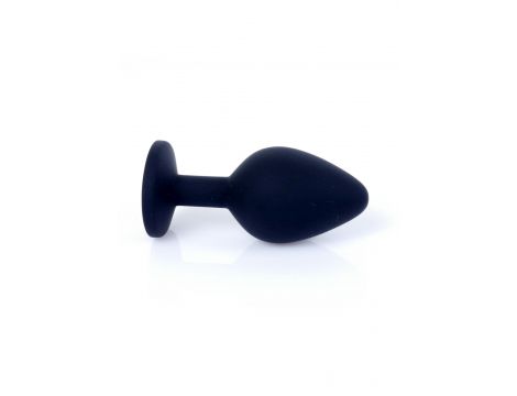 Korek analny silikonowy HeavyFun czarny z różowym diamentem 8 cm - 5