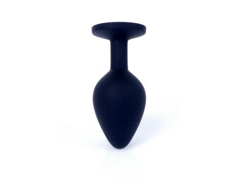 Korek analny silikonowy HeavyFun czarny z różowym diamentem 8 cm - 6
