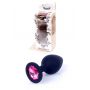 Korek analny silikonowy HeavyFun czarny z różowym diamentem 8 cm - 2