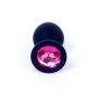 Korek analny silikonowy HeavyFun czarny z różowym diamentem 8 cm - 3