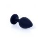 Korek analny silikonowy HeavyFun czarny z różowym diamentem 8 cm - 4