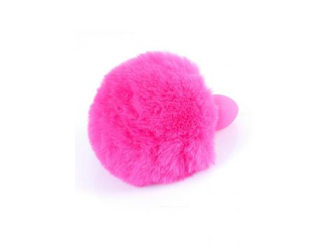 Korek analny silikonowy z puszystym ogonkiem króliczym różowy 6,5 cm - 4