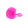 Korek analny silikonowy z puszystym ogonkiem króliczym różowy 6,5 cm - 6