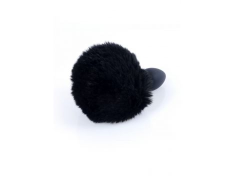 Silikonowy korek analny z króliczym ogonkiem HeavyFun czarny 6,5 cm - 4