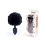 Silikonowy korek analny z króliczym ogonkiem HeavyFun czarny 6,5 cm - 2