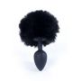 Silikonowy korek analny z króliczym ogonkiem HeavyFun czarny 6,5 cm - 3
