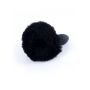Silikonowy korek analny z króliczym ogonkiem HeavyFun czarny 6,5 cm - 5