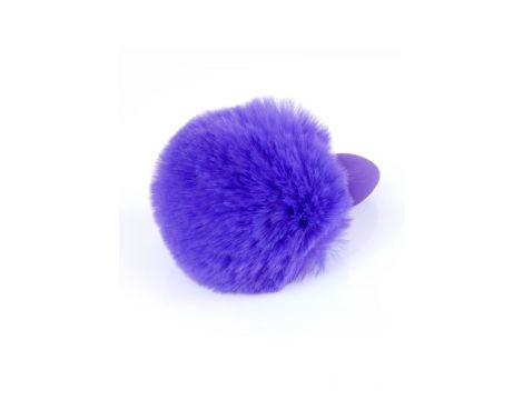 Korek analny silikonowy z puszystym ogonkiem króliczym fioletowy 6,5 cm - 3