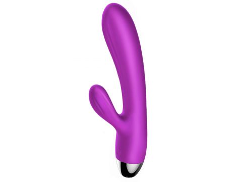 Fioletowy silikonowy wibrator-pulsator USB 14 funkcji z podgrzewaniem - 2