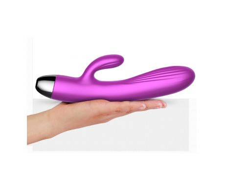 Fioletowy silikonowy wibrator-pulsator USB 14 funkcji z podgrzewaniem - 4