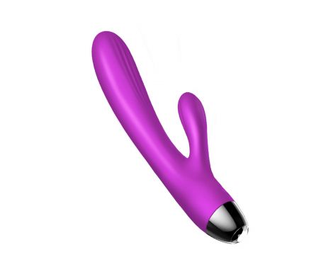 Fioletowy silikonowy wibrator-pulsator USB 14 funkcji z podgrzewaniem - 6