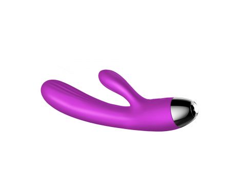 Fioletowy silikonowy wibrator-pulsator USB 14 funkcji z podgrzewaniem - 7