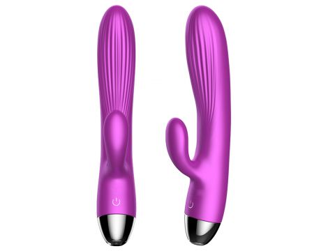 Fioletowy silikonowy wibrator-pulsator USB 14 funkcji z podgrzewaniem - 9