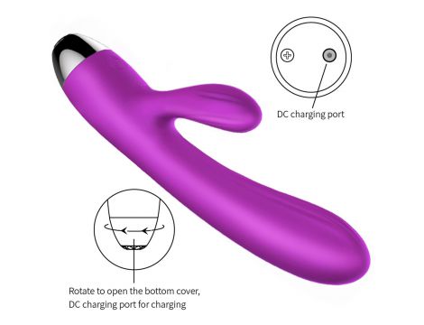 Fioletowy silikonowy wibrator-pulsator USB 14 funkcji z podgrzewaniem - 11