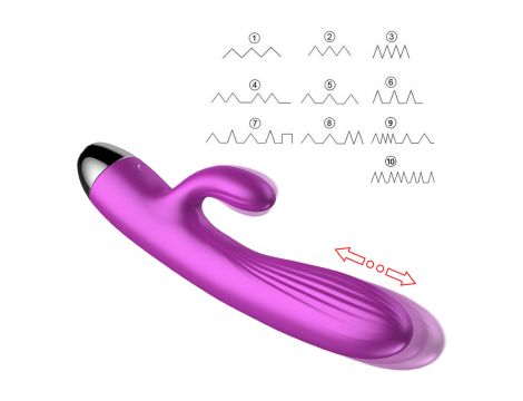 Fioletowy silikonowy wibrator-pulsator USB 14 funkcji z podgrzewaniem - 12