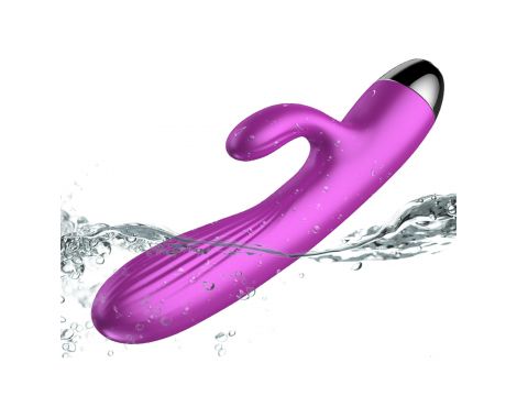 Fioletowy silikonowy wibrator-pulsator USB 14 funkcji z podgrzewaniem - 13