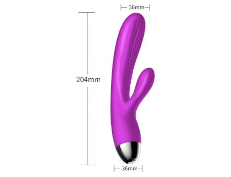 Fioletowy silikonowy wibrator-pulsator USB 14 funkcji z podgrzewaniem - 15