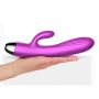 Fioletowy silikonowy wibrator-pulsator USB 14 funkcji z podgrzewaniem - 5
