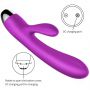 Fioletowy silikonowy wibrator-pulsator USB 14 funkcji z podgrzewaniem - 12