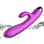 Fioletowy silikonowy wibrator-pulsator USB 14 funkcji z podgrzewaniem - 14