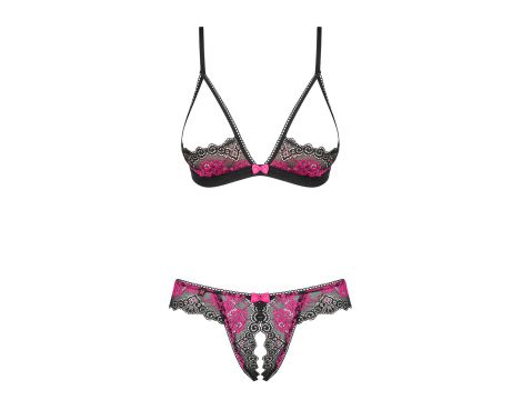Komplet bielizny otwarty koronkowy Obsessive Tulia czarny L/XL - 3