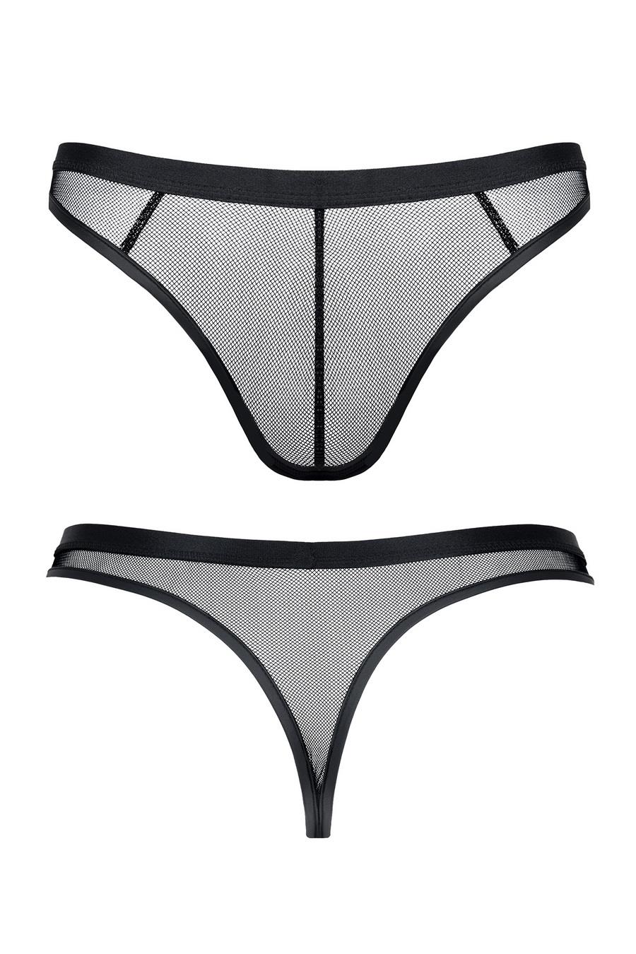 męskie stringi z elastycznej siatki xxl